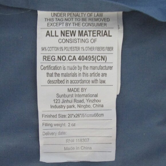 SUNBURST INTERNATIONAL BLUE SCALLOPPED QUILTED PILLOW CASE SHAM SET of 2 BED COT - Picture 7 of 8